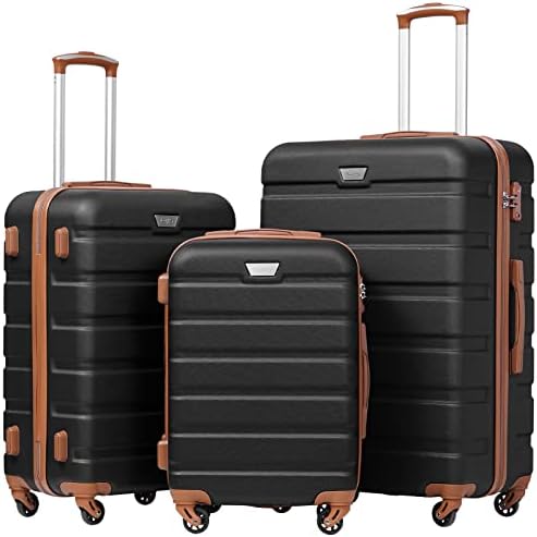 Apricot and black Coolife three-piece luggage set