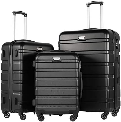 Black Coolife three-piece luggage set