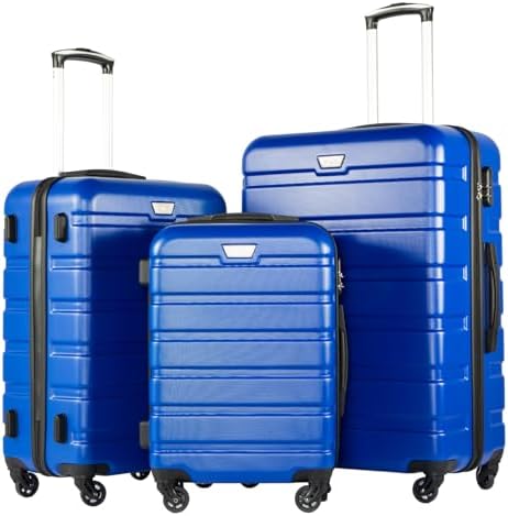 Blue Coolife three-piece luggage set